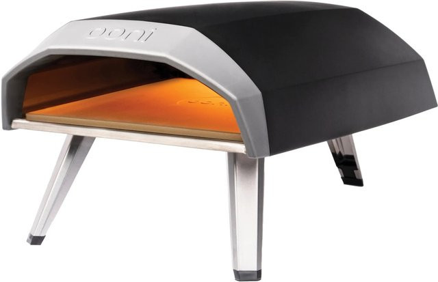 Ooni Koda 12 Gas-Pizzaofen in Schwarz und Silber mit Pizzastein - Bild 1