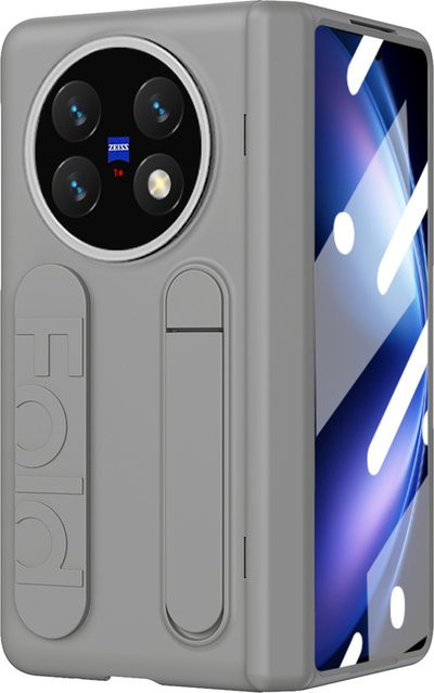 Vivo X Fold 5 Schutzhülle mit Armbandhalterung und vorderem Schutzfilm aus PC-Hartschale in Grau oder Weiß - Bild 1