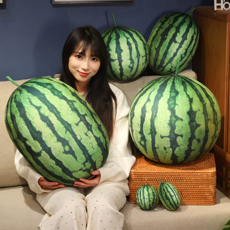 Kawaii Wassermelonen-Plüschpuppenkissen, Stofftier, Grün, Bunt / Mehrfarbig - Bild 3