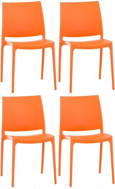 CLP 4er Set Maya Stapelstühle wetterbeständig in Orange mit bis zu 130 kg Belastbarkeit - Bild 1