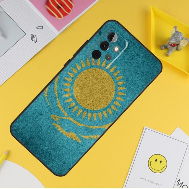 Samsung Galaxy Handyhülle mit Kasachstan Flagge Design in Blau für verschiedene Modelle wie A14 A34 A54 A12 A32 A52 A51 A71 A53 A33 A13 A15 A25 A35 A55 A22 4G - Bild 1