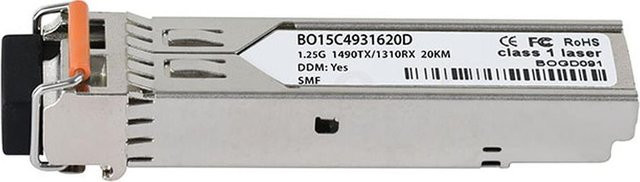 BlueOptics SFP Transceiver MGBIC-BX10-D-EN kompatibel mit Extreme Networks, BlueOptics BO15C4931620D, 1000BASE-BX-D, Singlemode Fiber, LC-Simplex, 10KM, TX1490nm/RX1310nm, DDM, Farbe: Silber - Bild 1