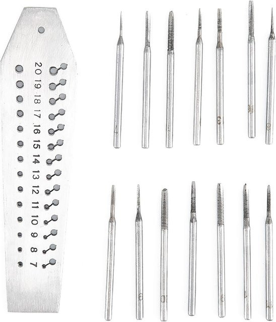 DIYelecs Gewindebohrsatz aus Stahl mit 28 Löchern für die Uhrenreparatur in Weiß und Silber - Bild 1