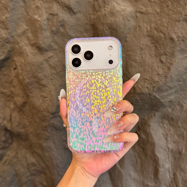 Magsafe kompatible Handyhülle im Regenbogen-Diamant-Design für Apple iPhone 17 Pro Max, iPhone 17 Air und iPhone 17 Pro, Multicolour - Bild 1
