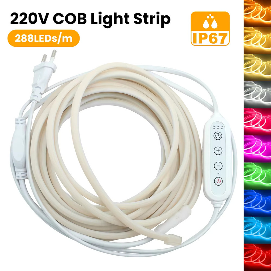 KISUFU COB LED Neonstreifen RGB Multicolour, dimmbar mit Timer und Schalter, 220V wasserdichte Hintergrundbeleuchtung für Küche und Wohnzimmer - Bild 2