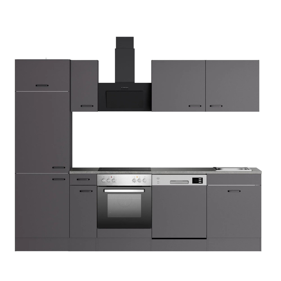 OPTIFIT Küchenzeile Kiel420 in Anthrazit mit integrierten Elektrogeräten und Geschirrspüler, B/T/H: 270 x 60 x 210 cm - Bild 2