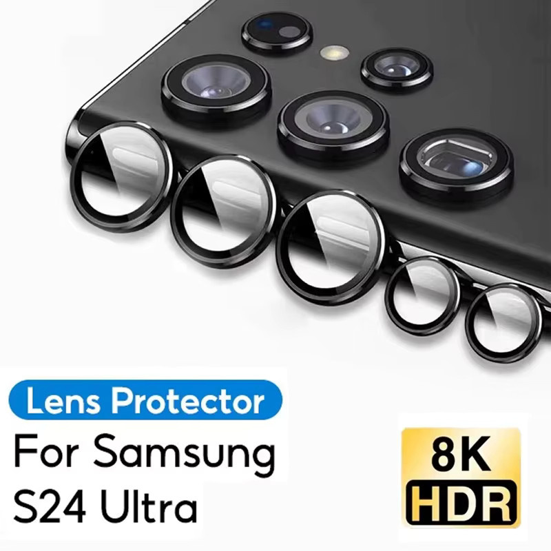 Metall-Ring Kameraschutz aus gehärtetem Glas für Samsung Galaxy S24 S23 Plus FE S24 Ultra S23 Ultra in Gold - Bild 3