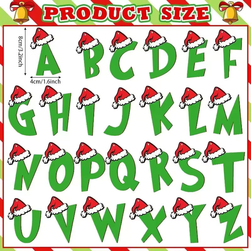 ZQNYCY Weihnachtsbaum Anhänger in Grün mit 26 Buchstaben als DIY-Handwerk für Weihnachten und Silvester - Bild 3