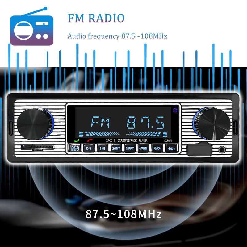 Hippcron 1 DIN Autoradio Stereo Digital MP3 Player mit Bluetooth, USB-A, FM, AUX und Freisprecheinrichtung in Schwarz - Bild 2