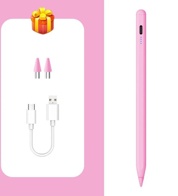 Wiederaufladbarer Stylus-Touch-Stift mit Neigungsfunktion in Pink für Samsung Galaxy Tab A9, A9+, S9FE, S9+, S8, S7, S7FE, S6lite, A7, A8 und A7lite - Bild 1