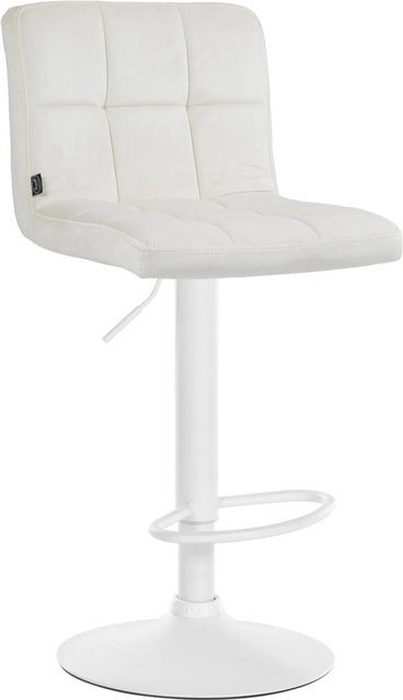DELUKE Barhocker BRISBAN Tresenhocker mit Lehne aus Samt in Creme Weiß - Bild 1