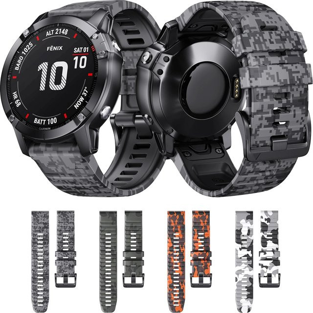 QCTOG Uhrenarmband Silikon, 22 mm, Schwarz, Unisex - Bild 1