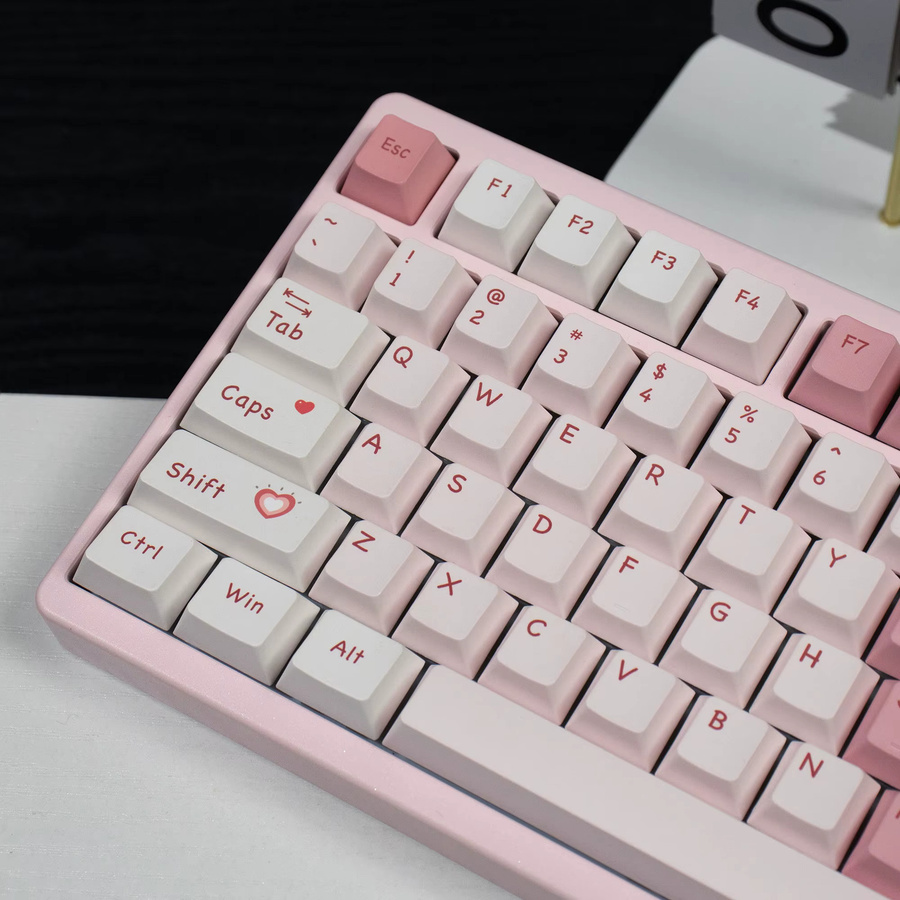 Venit Keys PBT Tastenkappen mit Liebesherz-Design in Pink, 129/23 Tasten, Cherry Profile für mechanische MX Switches - Bild 3