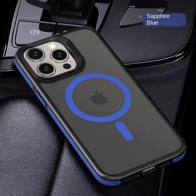 Apple iPhone Schutzhülle mit MagSafe Wireless Charging, mattiert und gefrostet, zweifarbig, Blau - Bild 1