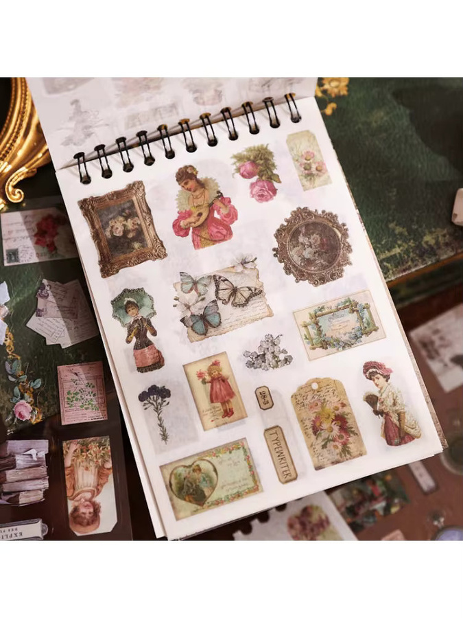 Retro Europäisches Illustrations-Stickerbuch mit 40 Stück klassischen Kunstmustern für Scrapbooking und DIY-Dekoration in Multicolour - Bild 5