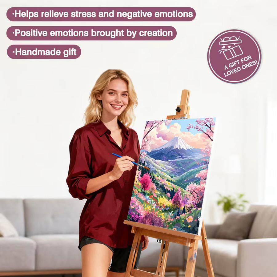 Huacan Ölmalerei Blumen-Landschaft, DIY nach Zahlen Bild auf Leinwand - Bild 2