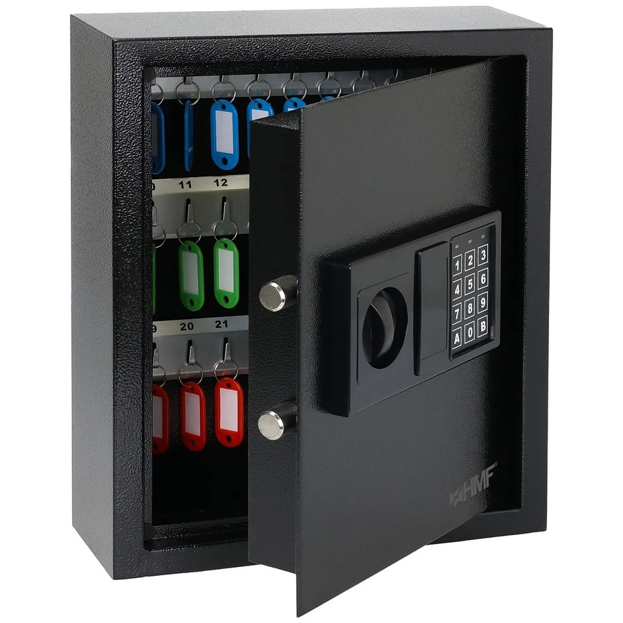 HMF 2048-02 Schlüsseltresor mit Elektronikschloss und 48 Haken, Schwarz, B/T/H: 36 x 30 x 10 cm - Bild 2