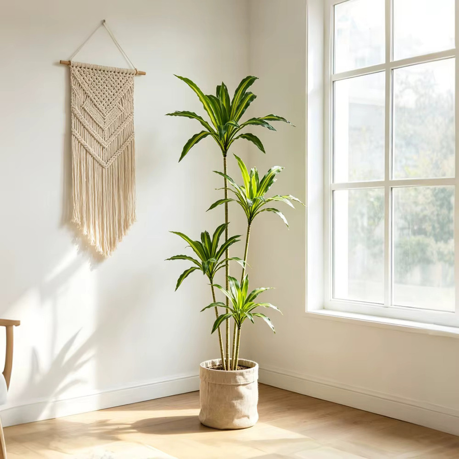 Künstlicher Dracaena-Baum von Kmitang in Grün, Pflanzendekoration aus Kunststoff, Höhe: 80-165 cm - Bild 2