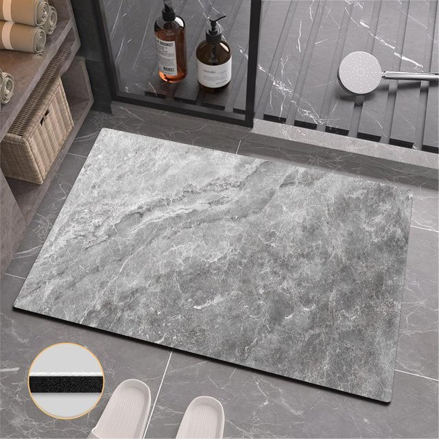 Nordische Marmor Diatomeenerde Badematte schnelltrocknend und rutschfest, Blau/Grau, B/T: 60 x 40 cm - Bild 1