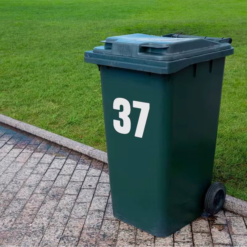 ZYAA-1 Reflektierende Nummernaufkleber für Mülltonnen und Briefkästen, selbstklebend und wetterfest, Farbe: Weiß - Bild 6