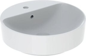 Geberit Aufsatzwaschtisch VariForm aus Keramik, rund, weiß, Durchmesser: 45 cm, mit Hahnloch und Überlauf - Bild 1