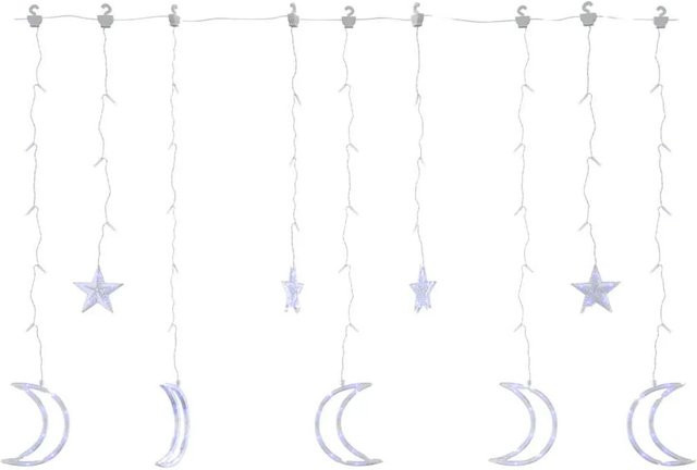 vidaXL LED Lichterkette mit Stern und Mond in Blau inklusive Fernbedienung und USB-Anschluss - Bild 1