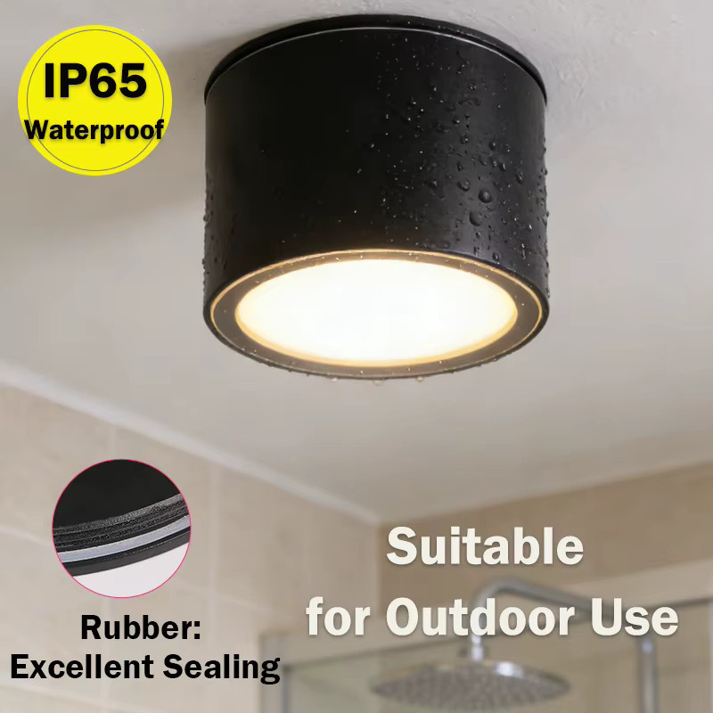 LANGYUE Aluminium-LED-Downlight in Schwarz, wasserdichter IP65 Deckenstrahler mit GX53 Fassung für Außenbereich, Balkon und Badezimmer - Bild 3
