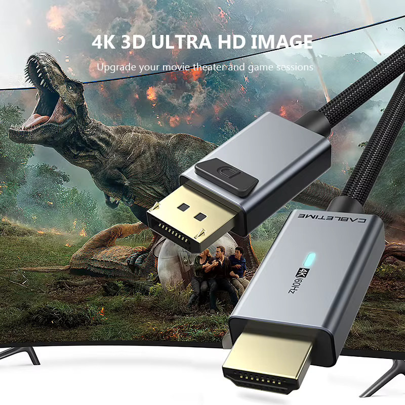 CABLETIME DisplayPort-zu-HDMI-Kabel für 4K bei 60 Hz, DP1.2 Konverter für Laptop, PC, HDTV und Projektor - Bild 4