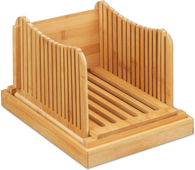 Relaxdays Brotschneidehilfe aus Bambus in Natur, verstellbar und klappbar, B/T/H: 19,5 x 23,5 x 31,5 cm - Bild 1