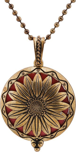 MODKISR Halskette Sonnenblume, Parfüm Medaillon, Messing, Gold, Unisex - Bild 1
