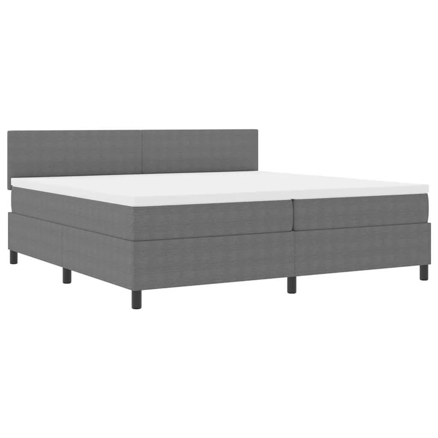 vidaXL Boxspringbett Hybrid mit Taschenfederkern in Cordstoff, Hellgrau und Weiß, B/T/H: 200 x 200 x 88 cm - Bild 2