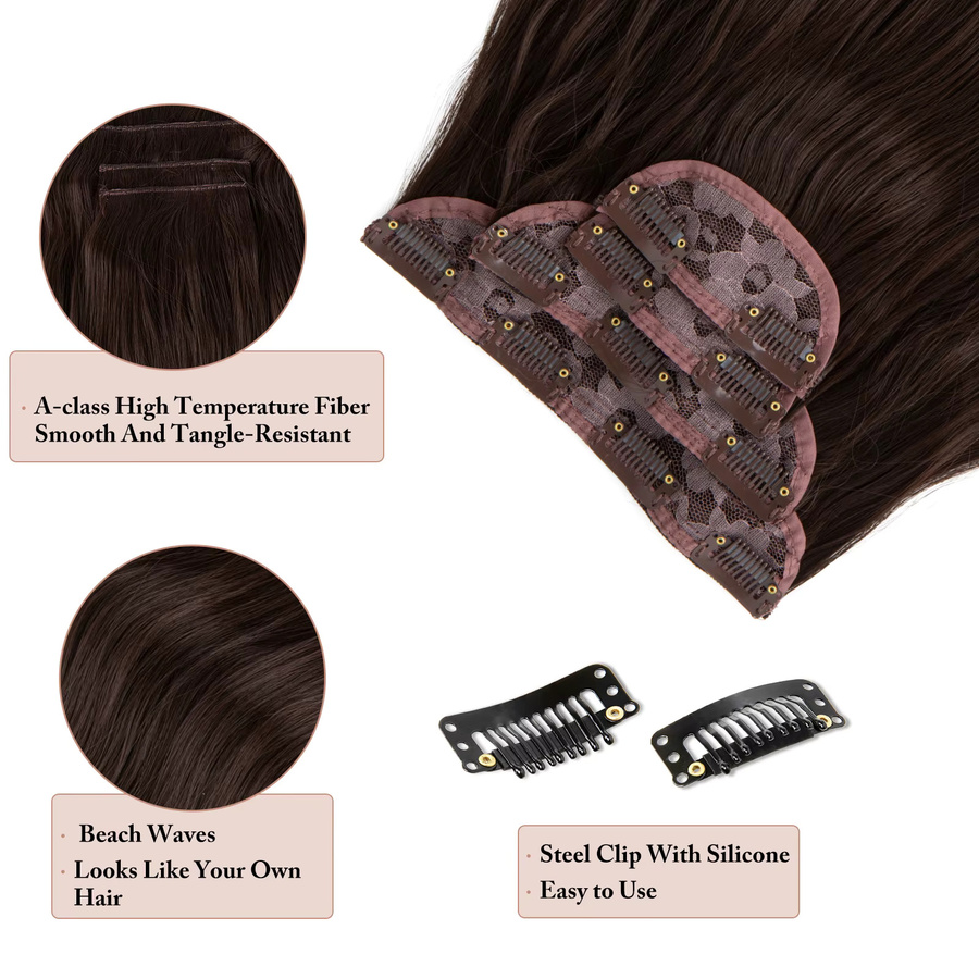SARLA Clip-in-Haarverlängerungen, 22 Zoll, synthetisch, Damen - Bild 3