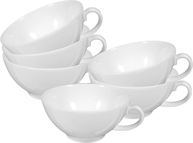 Seltmann Weiden Teetassen Rondo/Liane aus Porzellan, Weiß, 6er Set, 0,14 l pro Tasse - Bild 1