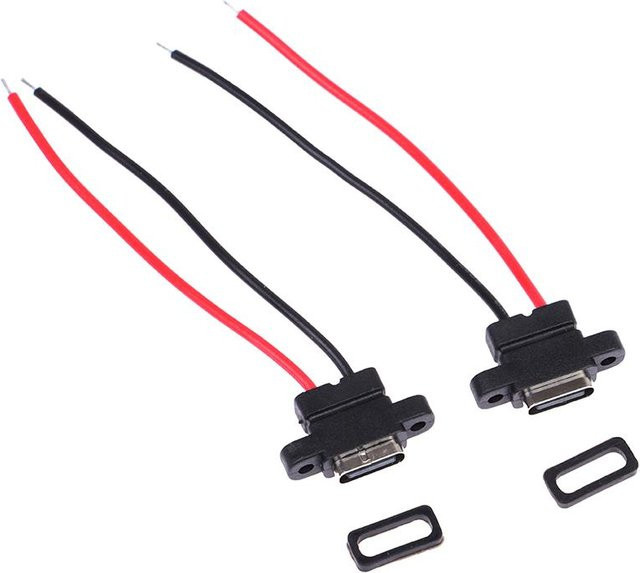2 Stück USB 3.1 Typ-C Buchse 2Pin SMD SMT Schnellladeanschluss in Schwarz - Bild 1