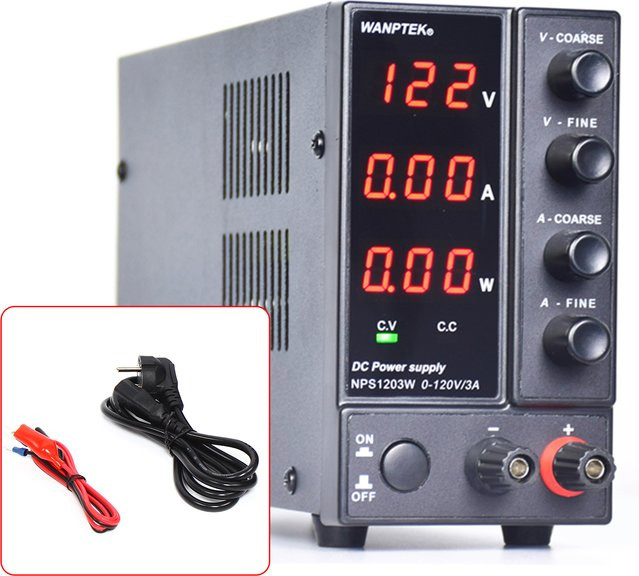 Bymaocar Labor-Stromversorgung Schwarz, Einstellbares DC-Labornetzteil mit Digitalanzeige, 360 W, 0-120 V, 3 A - Bild 1