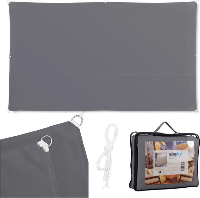 Relaxdays Sonnensegel aus Polyester in Grau mit Edelstahl-Ösen und UV-Schutz, B x B: 200 x 400 cm - Bild 1