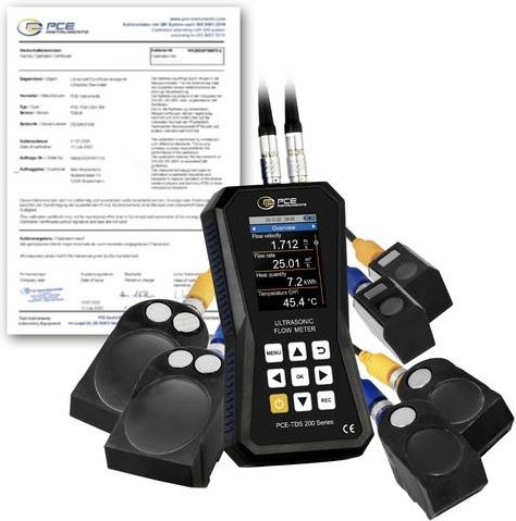 PCE Instruments Ultraschall-Durchflussmessgerät PCE-TDS 200 SML-ICA in Schwarz inklusive Durchflusssensoren und ISO-Kalibrierzertifikat - Bild 1