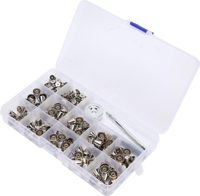 GoolRC Punk Nieten Spikes aus Zinklegierung in Grau und Silber inklusive Installationswerkzeug für dein Handwerksprojekt - Bild 1