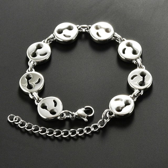 YULIN Armband Edelstahl, Silber, Smiley-Gesicht, Damen Herren, 17cm + 5cm - Bild 1