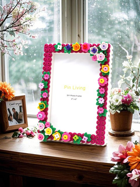 DIY-Fotorahmen pinliving Multicolor für 6 Zoll Fotos, kreatives Fotostudio-Set für handgefertigte Erinnerungen, Tischmodell, Breite: 15,24 cm, Höhe: 15,24 cm, Tiefe: 15,24 cm - Bild 1