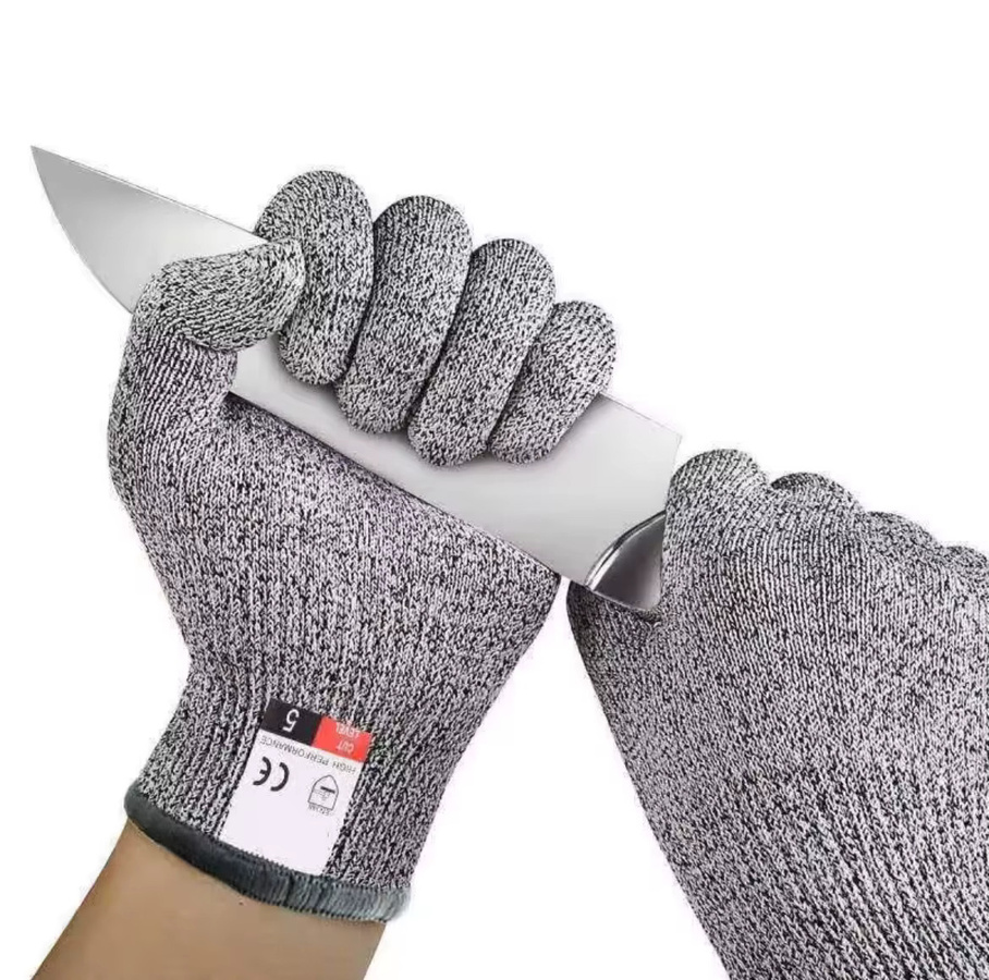 DEWBEST Schnittfeste Handschuhe Stufe 5 in Grau mit HPPE-Schutz gegen Glasschnitte und Messerschnitte - Bild 3