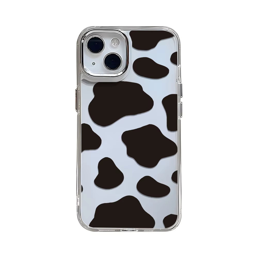 Silikon Handyhülle mit Retro Kuh Muster und silbernem Objektivrahmen für iPhone 11 bis iPhone 17 Pro Max in Multicolour - Bild 5