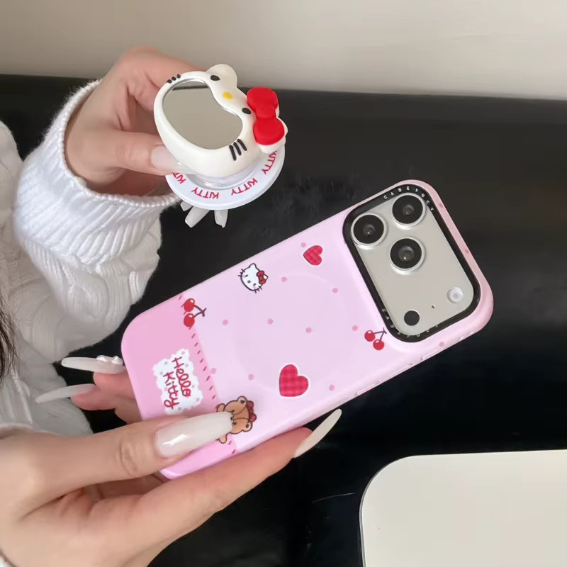 Sanrio Hello Kitty MagSafe Handyhülle mit magnetischem Schminkspiegelhalter und kabelloser Ladefunktion für iPhone 17 16 15 14 Pro Max in Pink - Bild 4