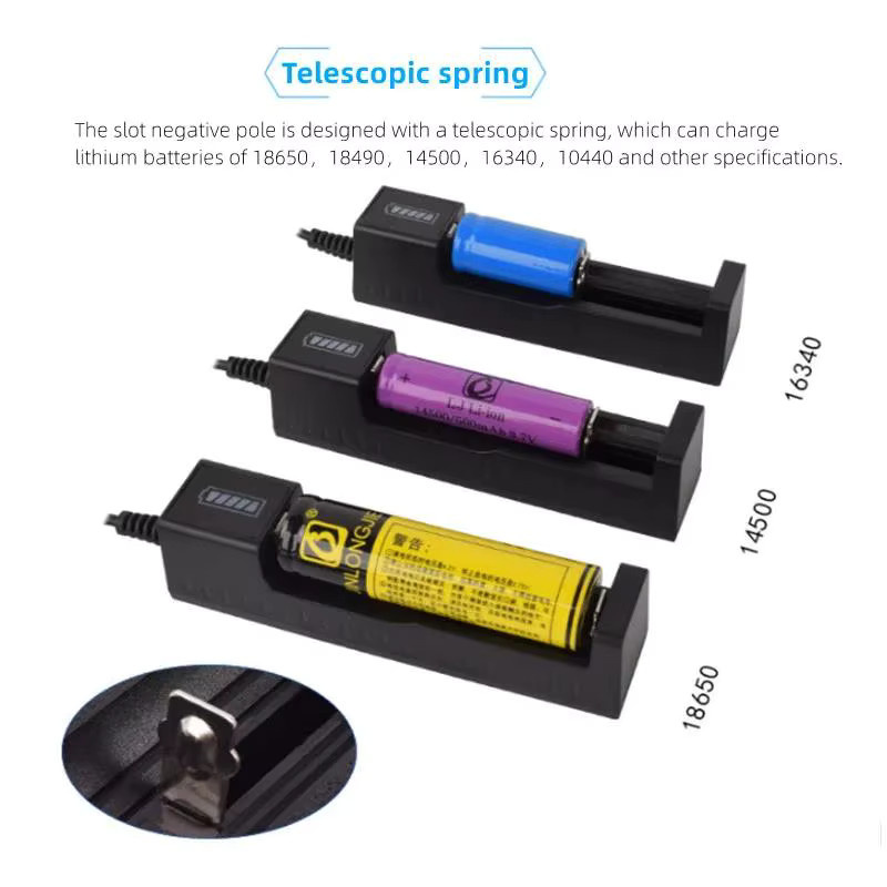 AILEHKUO Universal 1 Slot Smart Lithium-Batterieladegerät für 14500 18650 26650 Akkus, Schwarz - Bild 3