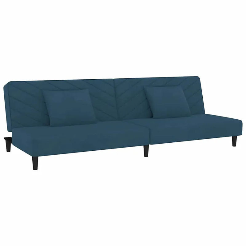 Vidaxl 2-Sitzer Sofa aus Samt in Blau mit 2 Kissen im modernen Design - Bild 2