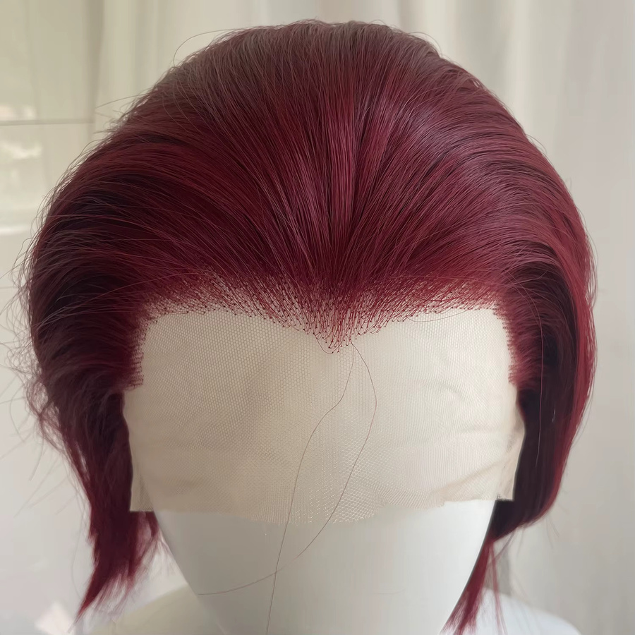 Artjosy Perücke, kurze Bob-Perücke, dunkelrot, 150 % Dichte, Unisex - Bild 2