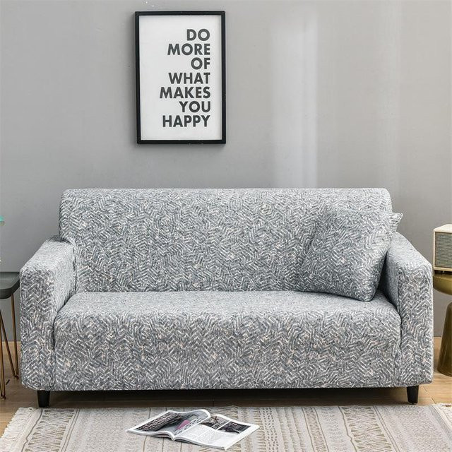 Stilvolle Sofaabdeckung mit floralem Druck in Grau, elastisches Stretch-Bezugset für Sofa und Möbel - Bild 1