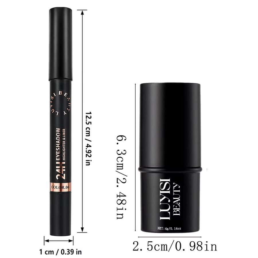 Gesichtsaufhellendes Make-up-Set, Metallic-Lidschattenstift und Highlighter-Stift, schimmernd, wasserfest - Bild 4