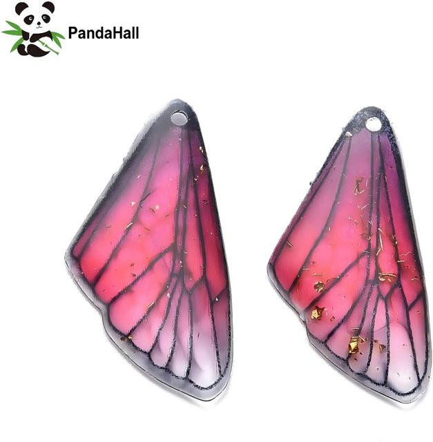 PandaHall Anhänger Harz, Goldfolie, Insektenflügelform, mehrfarbig, Unisex - Bild 1