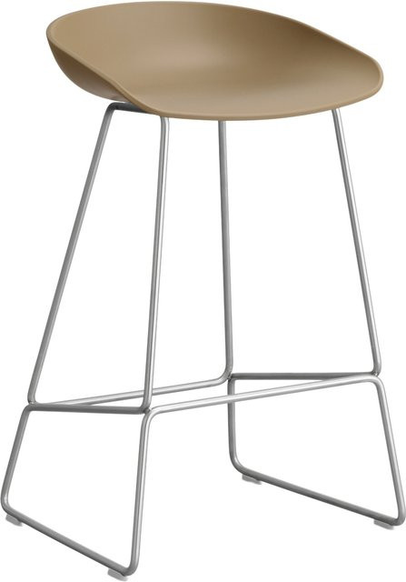 HAY About A Stool AAS 38 Hocker in Braun mit Metallgestell und Polypropylen-Sitzschale im industriellen Design - Bild 1